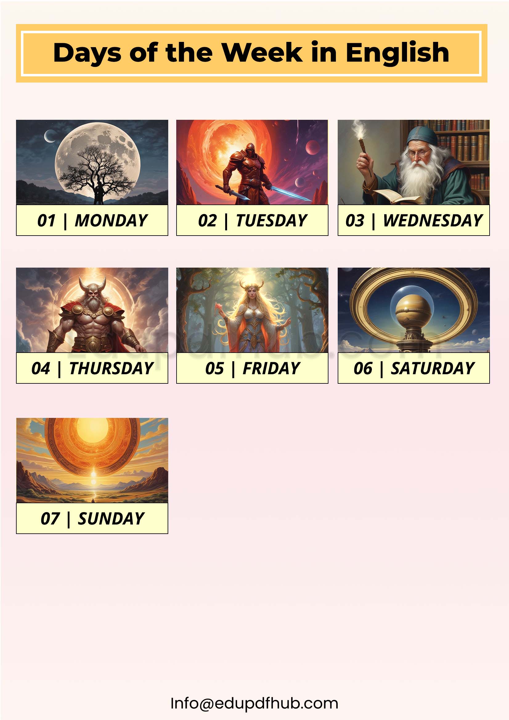 Month and Days Name in English